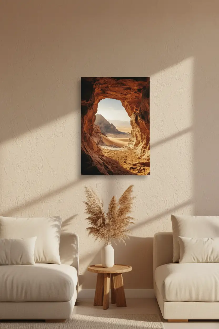 L'Œil du Désert — Affiche murale minimaliste roche terracotta sable — affiche murale minimaliste | Cassili-home