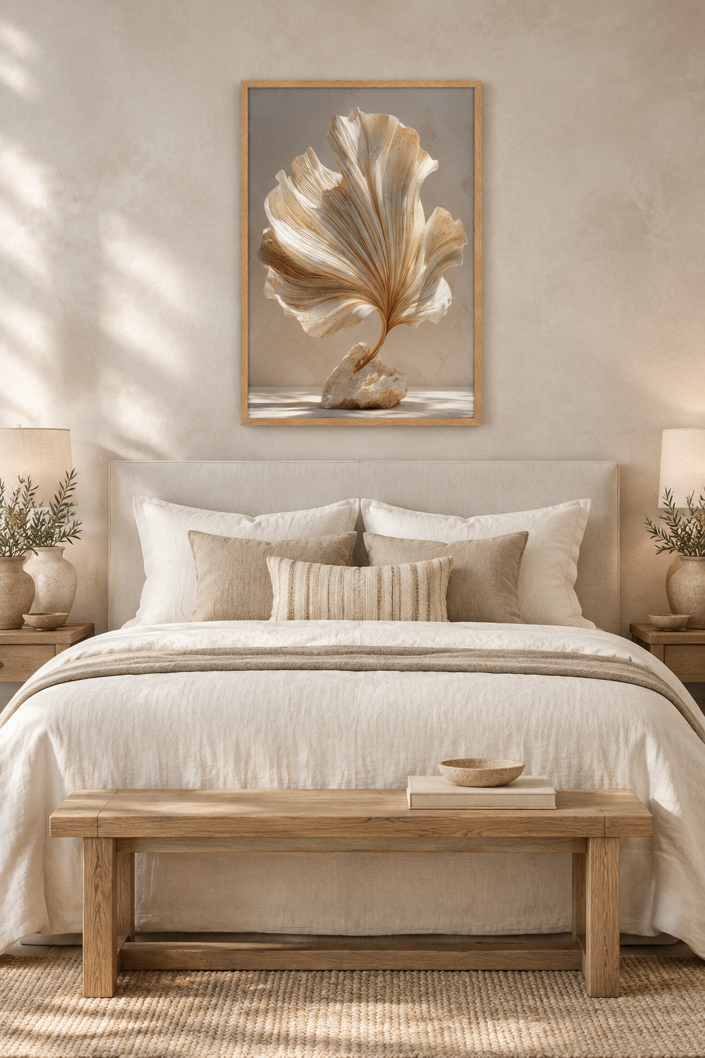 Der Steinfächer in einem Schlafzimmer