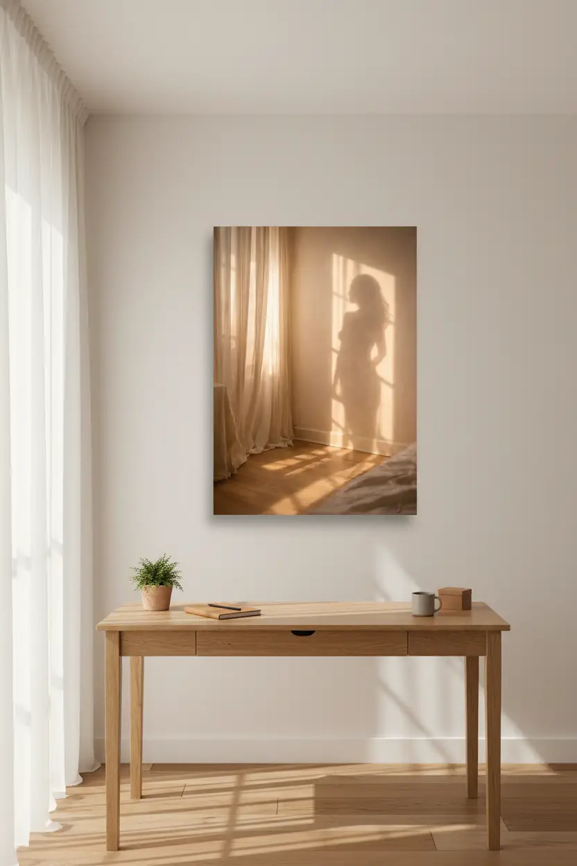 Le Voile Doré — Minimalistische wandposter ivoor portret