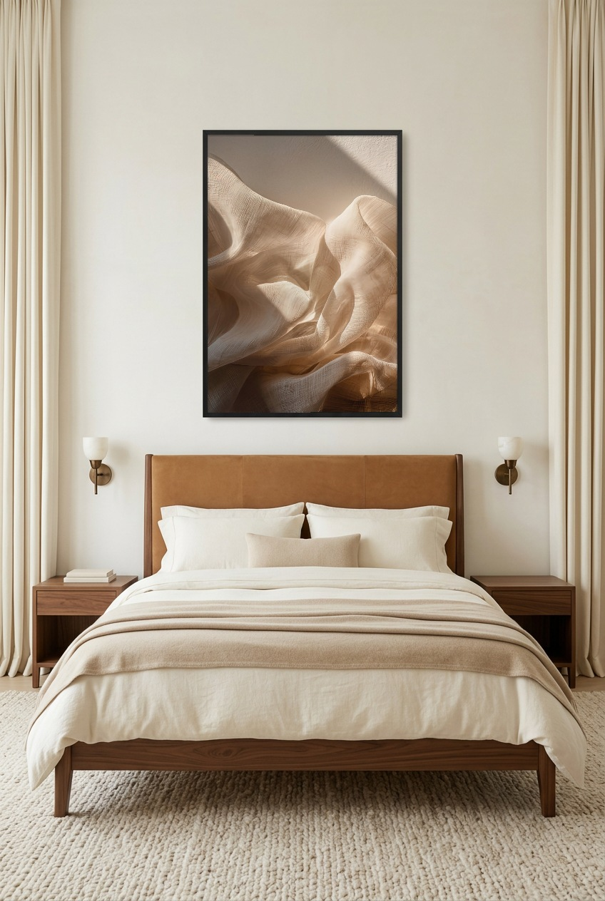 Les Vagues de Lin — poster in a black frame in a bedroom