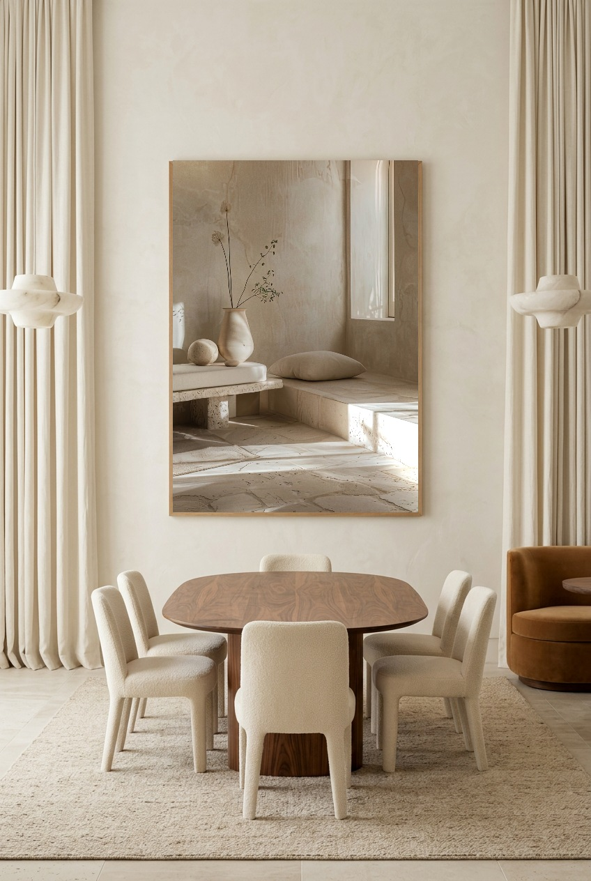 Le Salon de Travertin — poster con cornice in rovere in una sala da pranzo