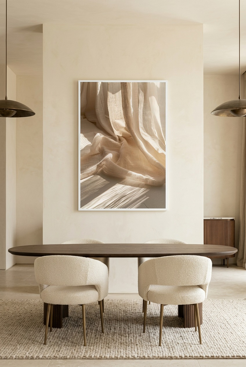 Le Rideau de Lin — Poster im weißen Rahmen im Esszimmer