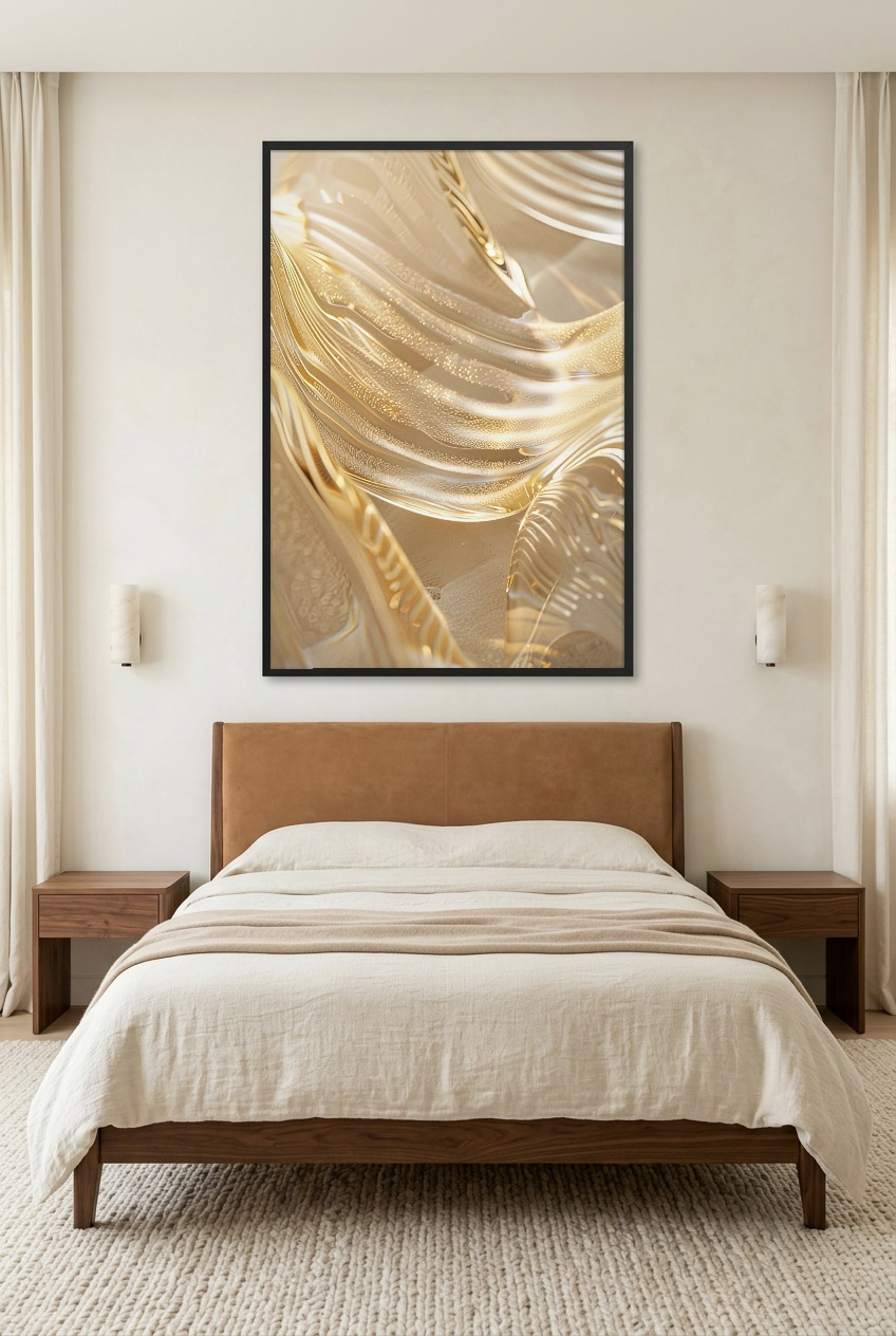L’Or Fondu — poster com moldura preta num quarto