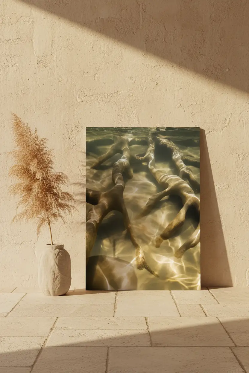 Immersion — Minimalist jade green underwater body wall poster