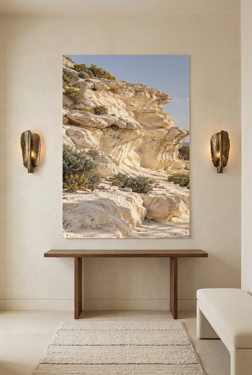The Sculpted Cliff — poster in an entrance hall