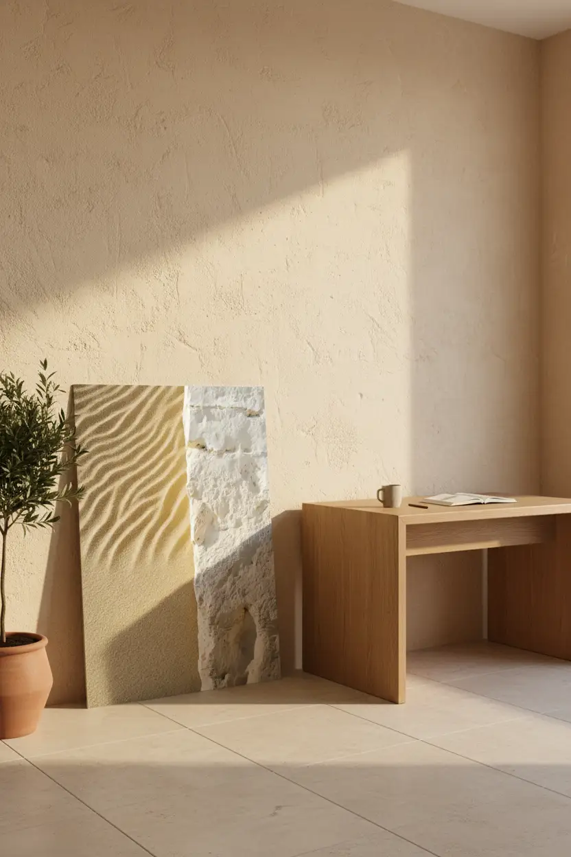 The Border — Minimalist sand golden mineral texture wall poster