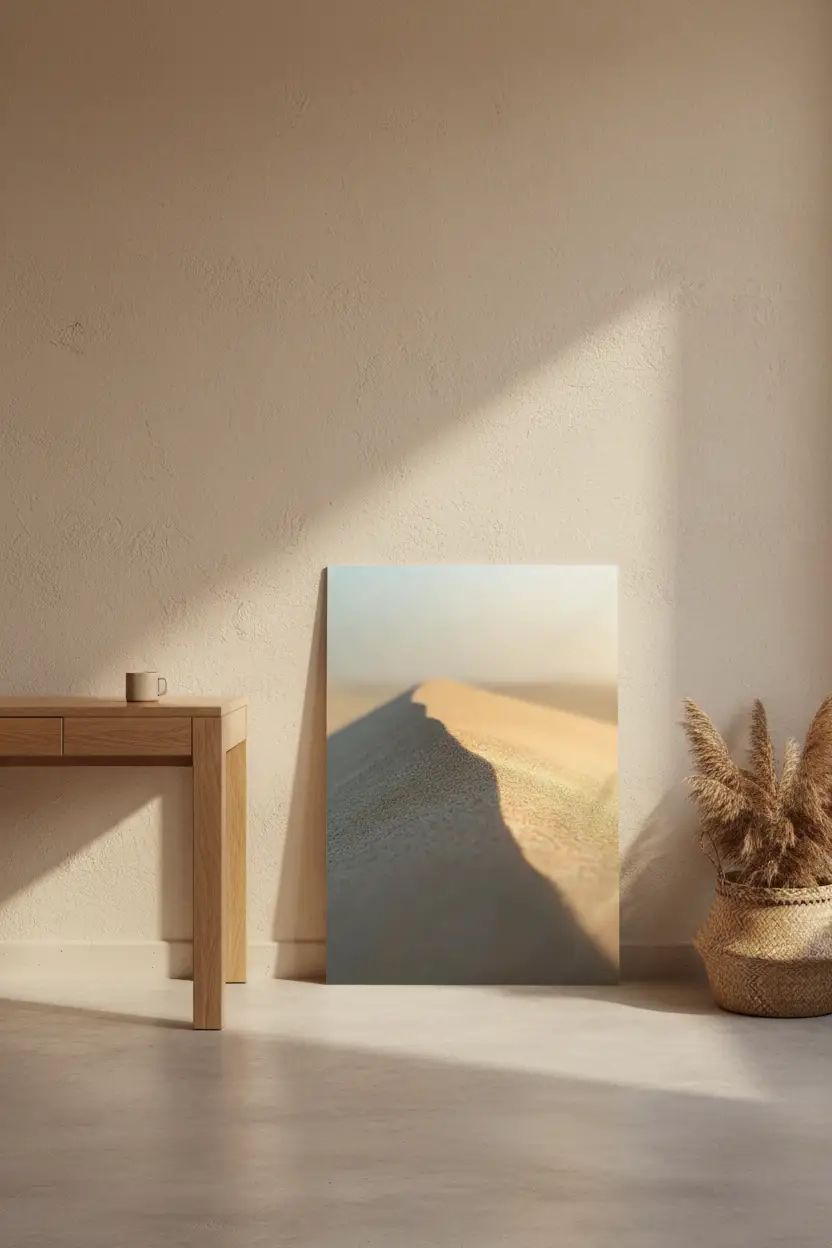 The Horizon Line — Minimalist golden desert mineral wall poster