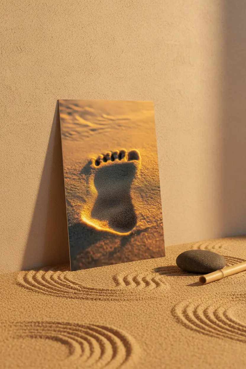 The Track — Minimalist sandy gold mineral imprint wall poster
