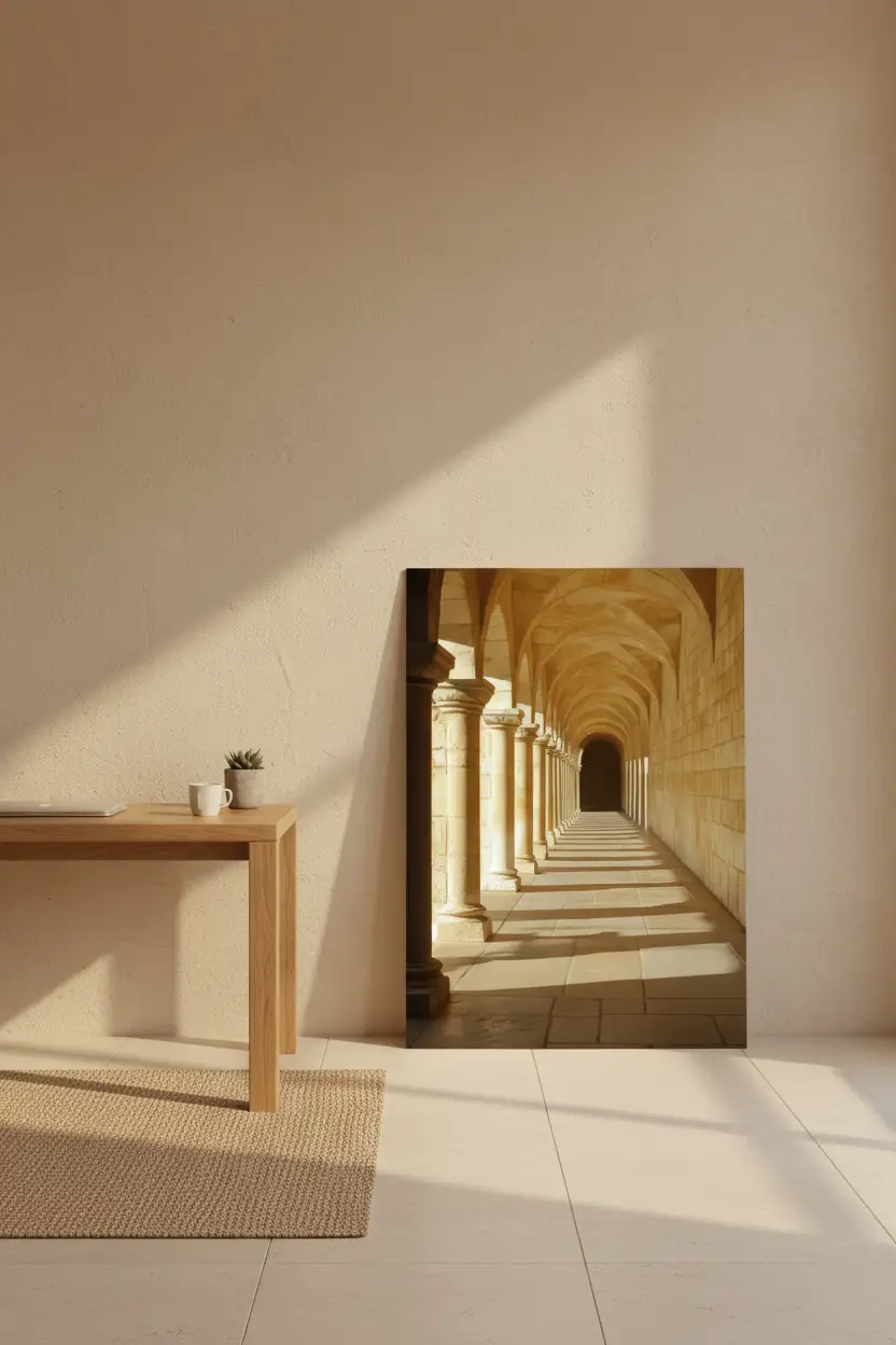 The Roman Arcade — Golden minimalist wall poster arches columns