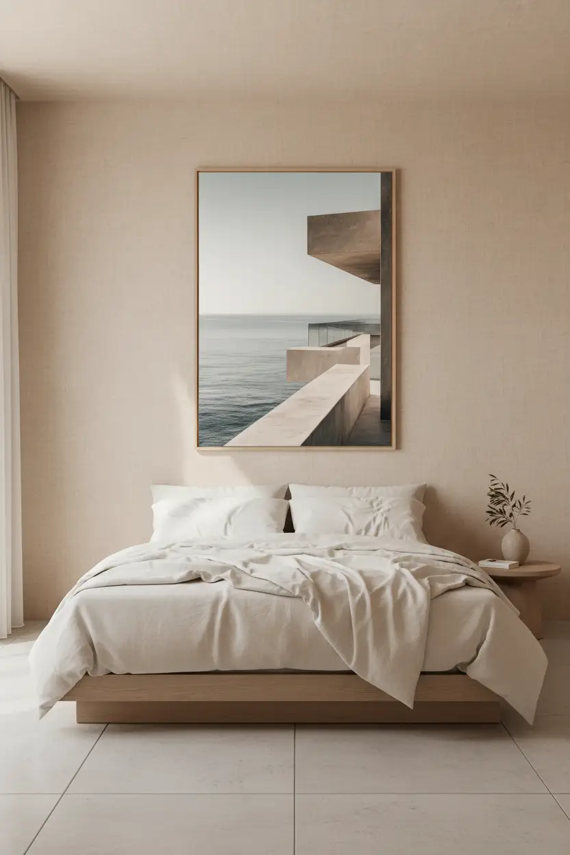 Le Belvédère — Affiche murale minimaliste béton sable mer horizon architecture brutaliste — affiche murale minimaliste | Cassili-home