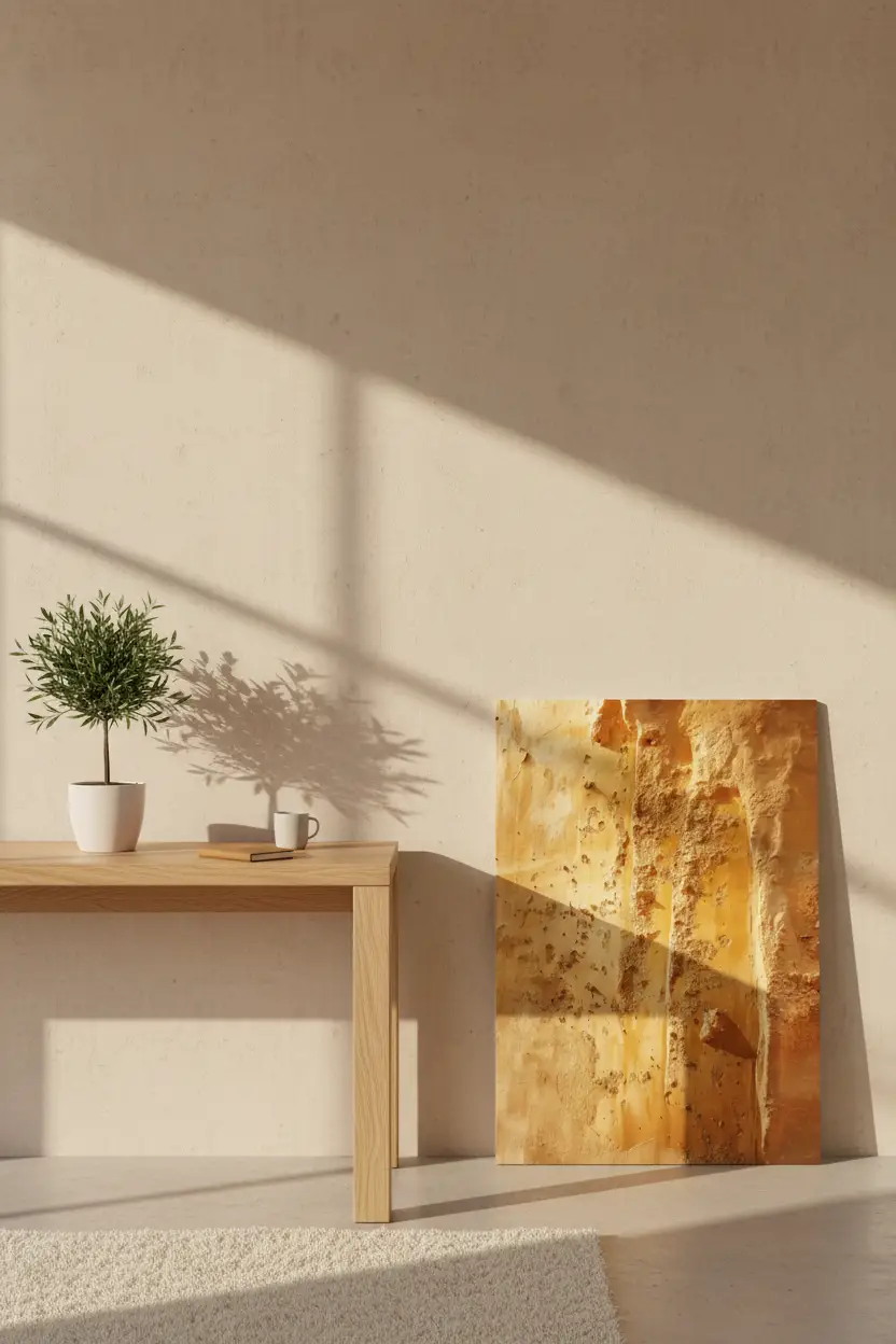 O Ocre Vivo — Poster de parede minimalista dourado arenito âmbar mineral