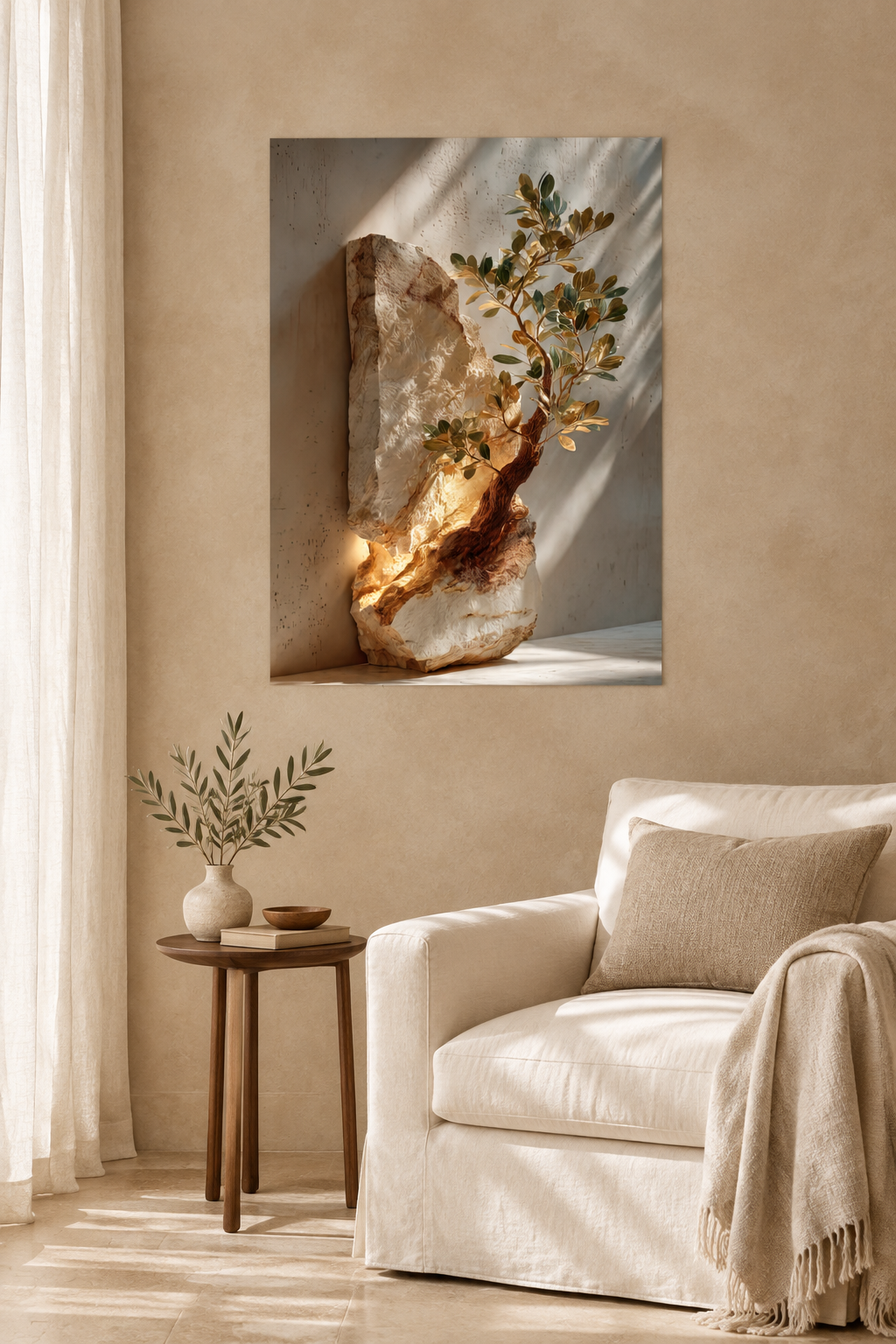 De Fossiele Olijfboom boven een fauteuil