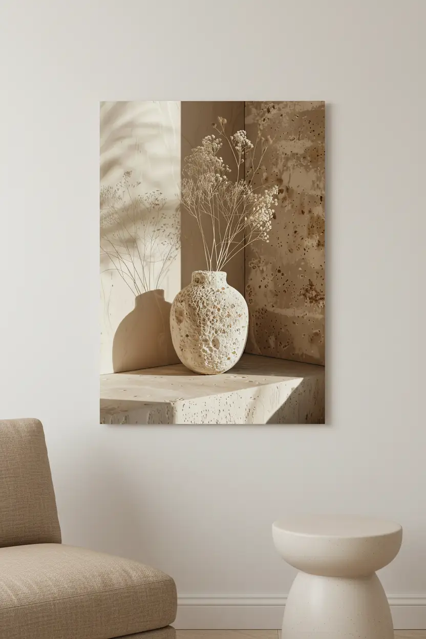 De Koraalvaas — Minimalistische muurposter ivoor koraal  