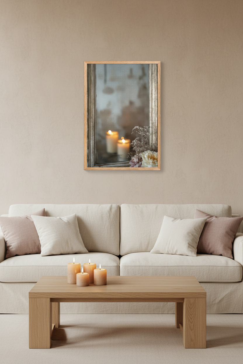 Reflets de Bougie — Affiche Murale Minimaliste Or Visage Abstrait — affiche murale minimaliste | Cassili-home