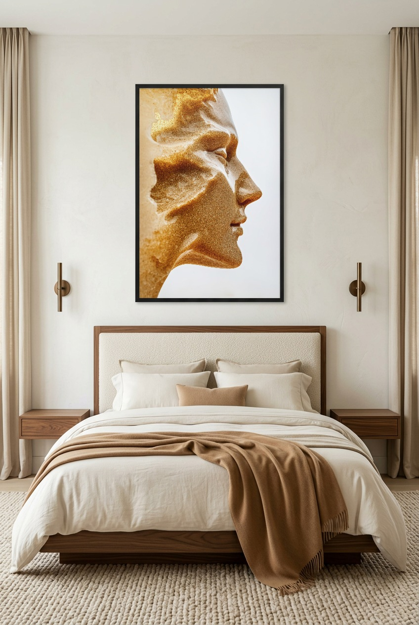 Le Profil Doré — poster com moldura preta num quarto