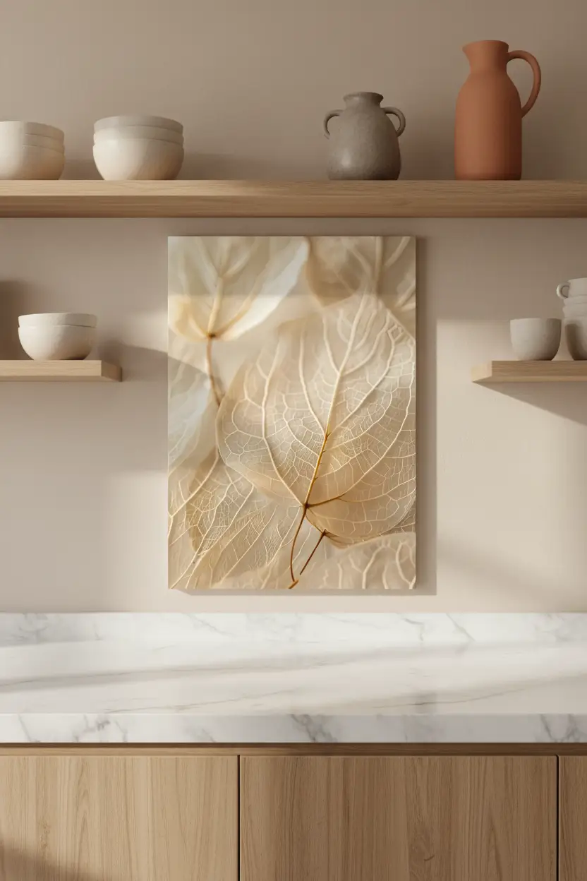 Skeleton Leaf — Minimalist Ivory Veins Wall Poster