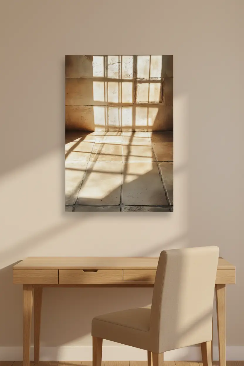 Twilight Hour — Gold Minimalist Shadow Window Wall Poster