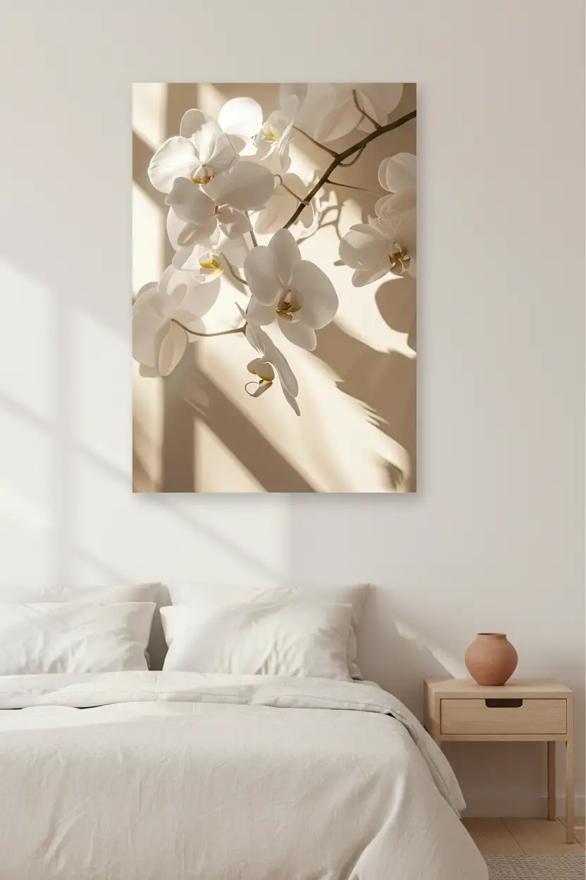 The Light Orchid — Ivory minimalist orchid wall poster