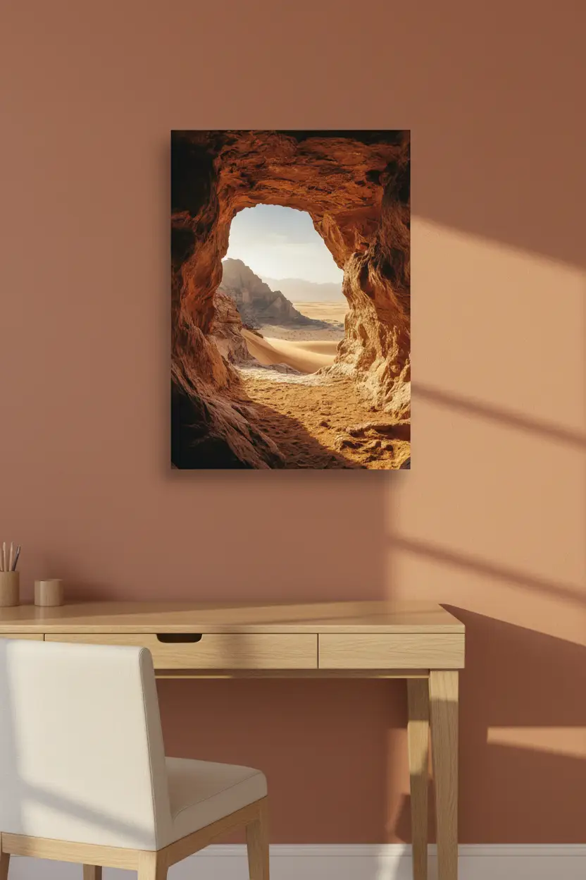 L'Œil du Désert — Affiche murale minimaliste roche terracotta sable — affiche murale minimaliste | Cassili-home