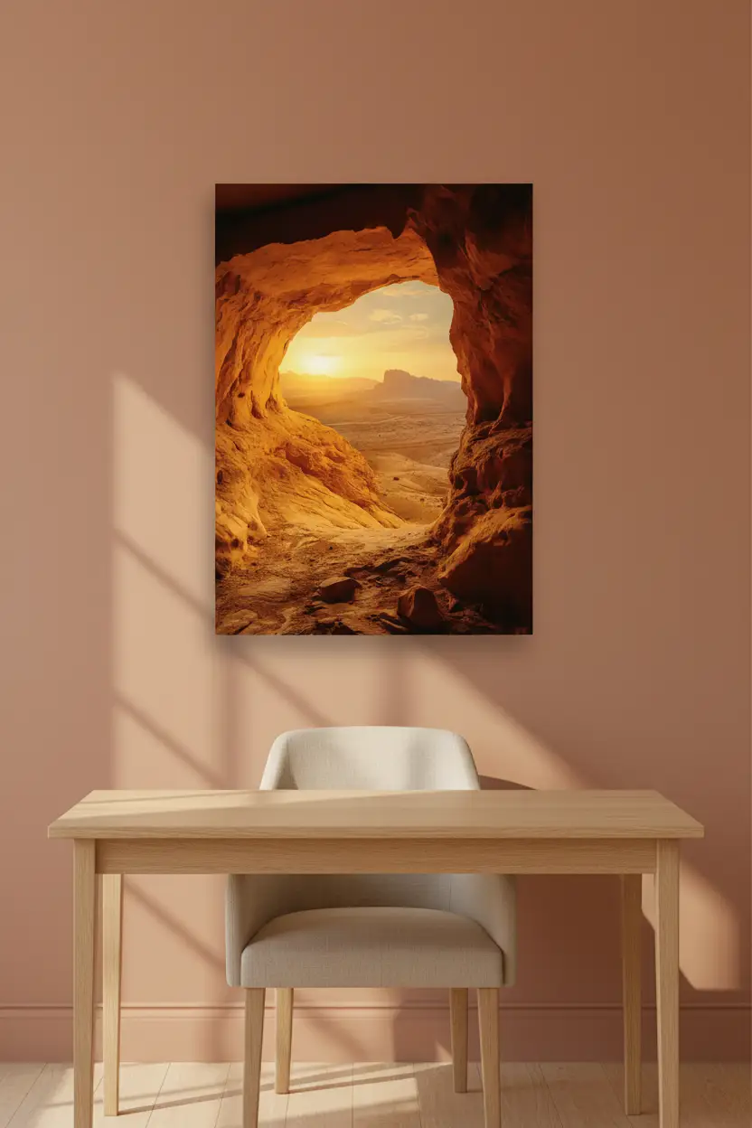 Horizon Fire — Minimalist Orange Sun Wall Poster