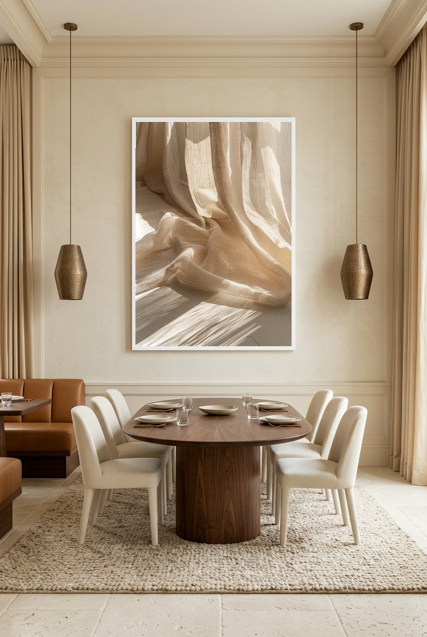 Le Rideau de Lin — Poster im weißen Rahmen im Esszimmer