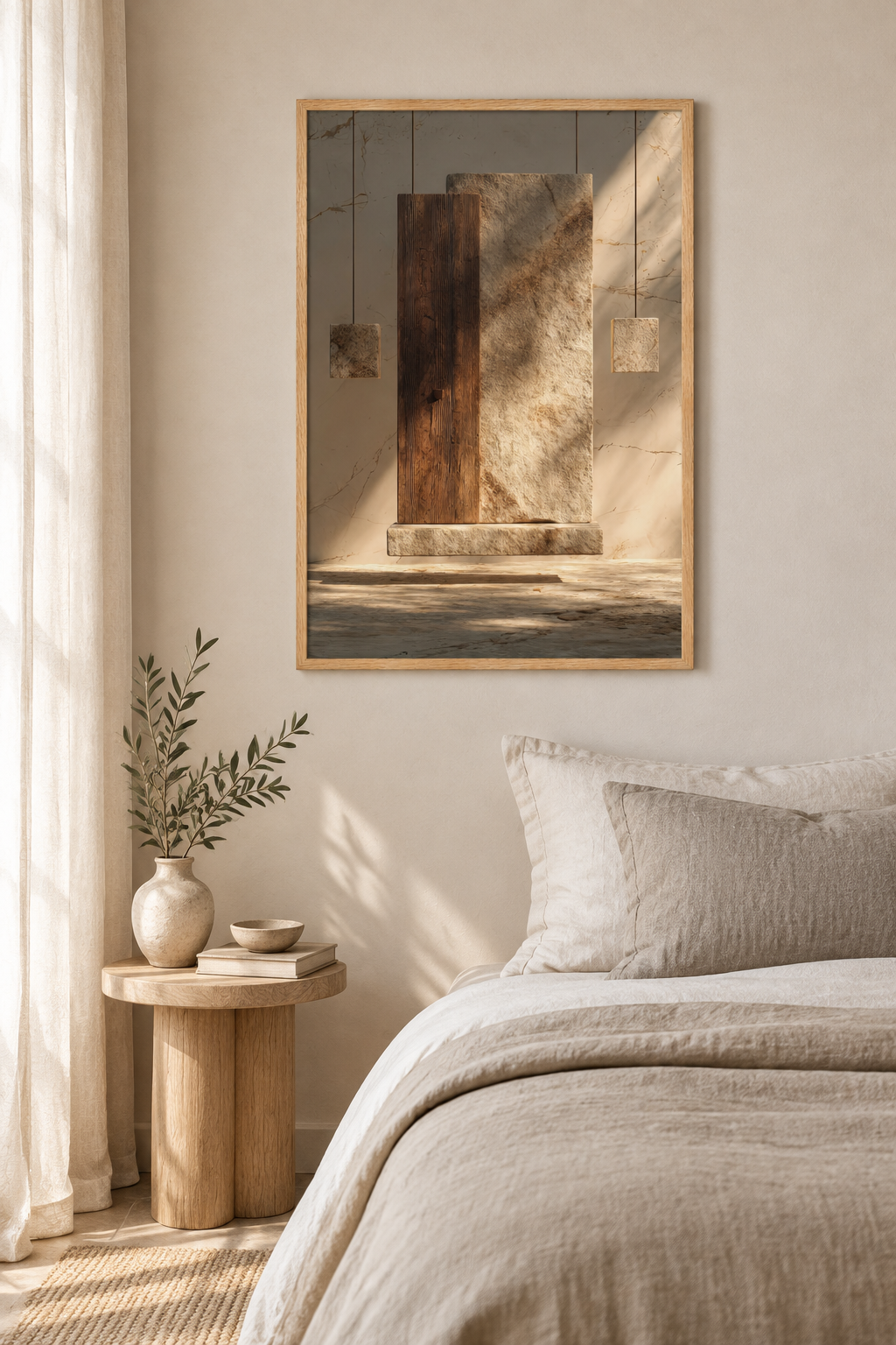 Das Holz und die Platte in einem Schlafzimmer