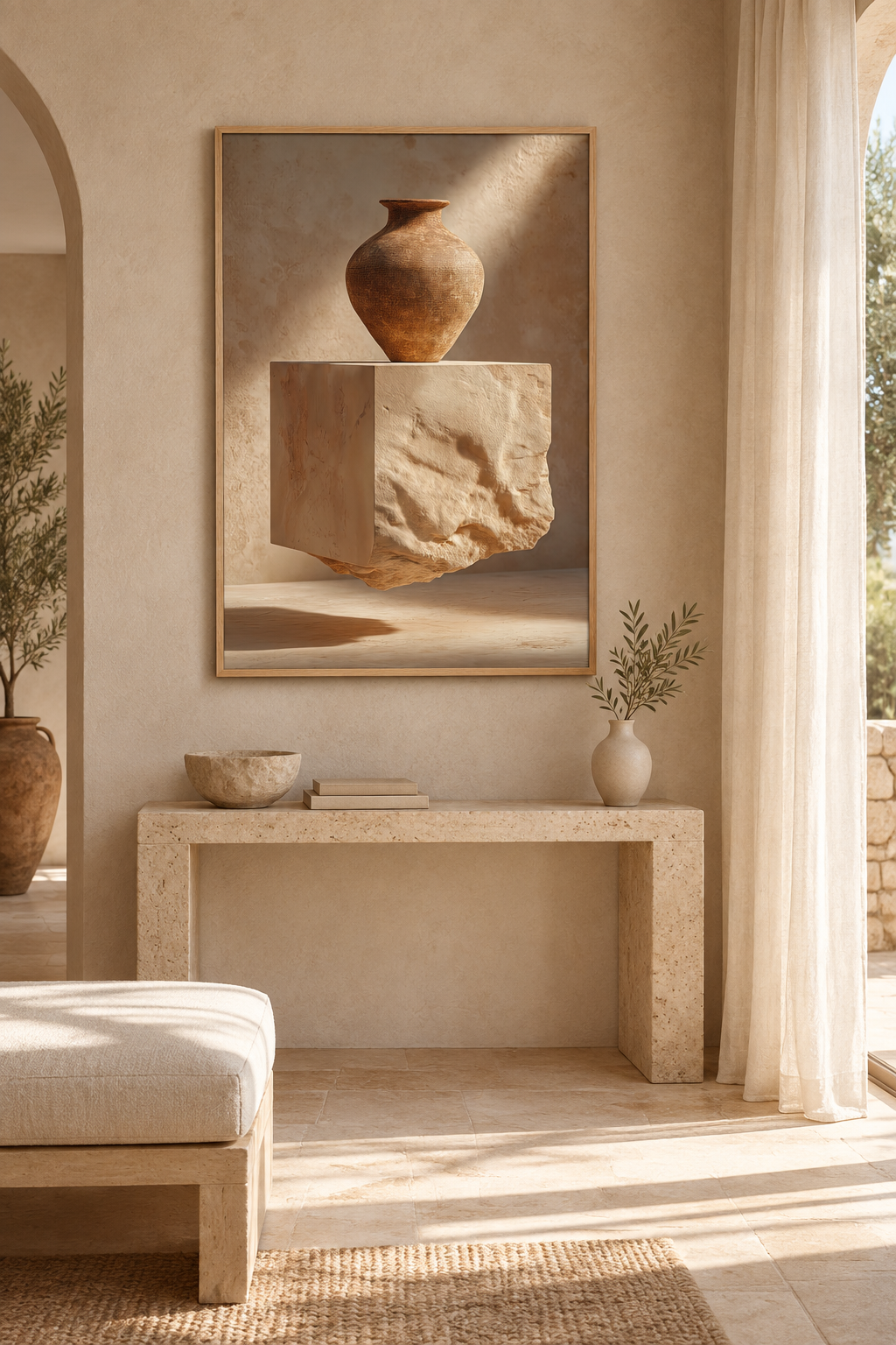 The Vase on the Rough Block in an entryway