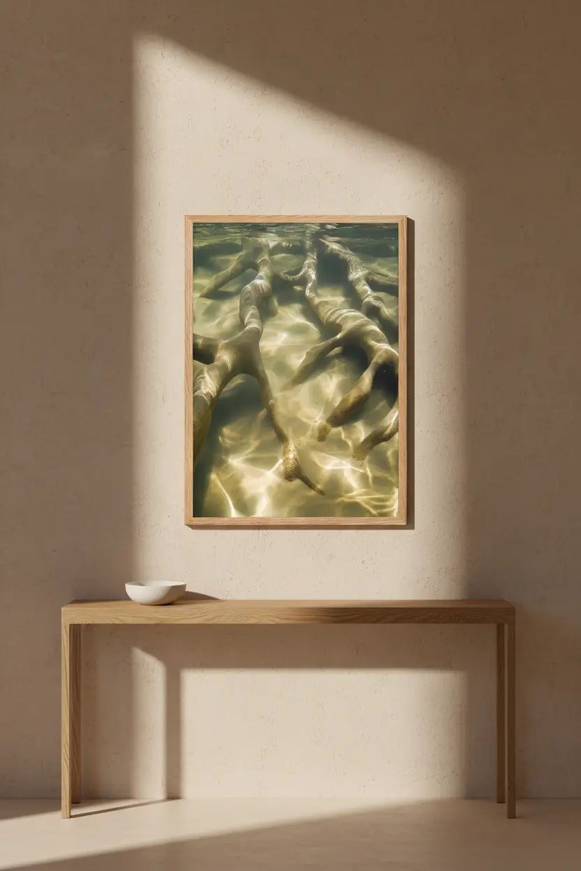 Immersion — Minimalist jade green underwater body wall poster
