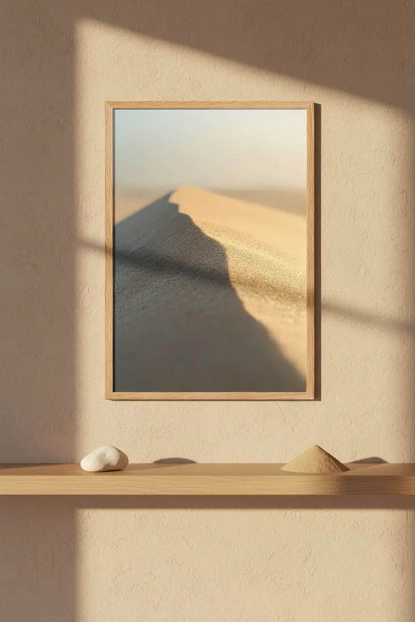 The Horizon Line — Minimalist golden desert mineral wall poster