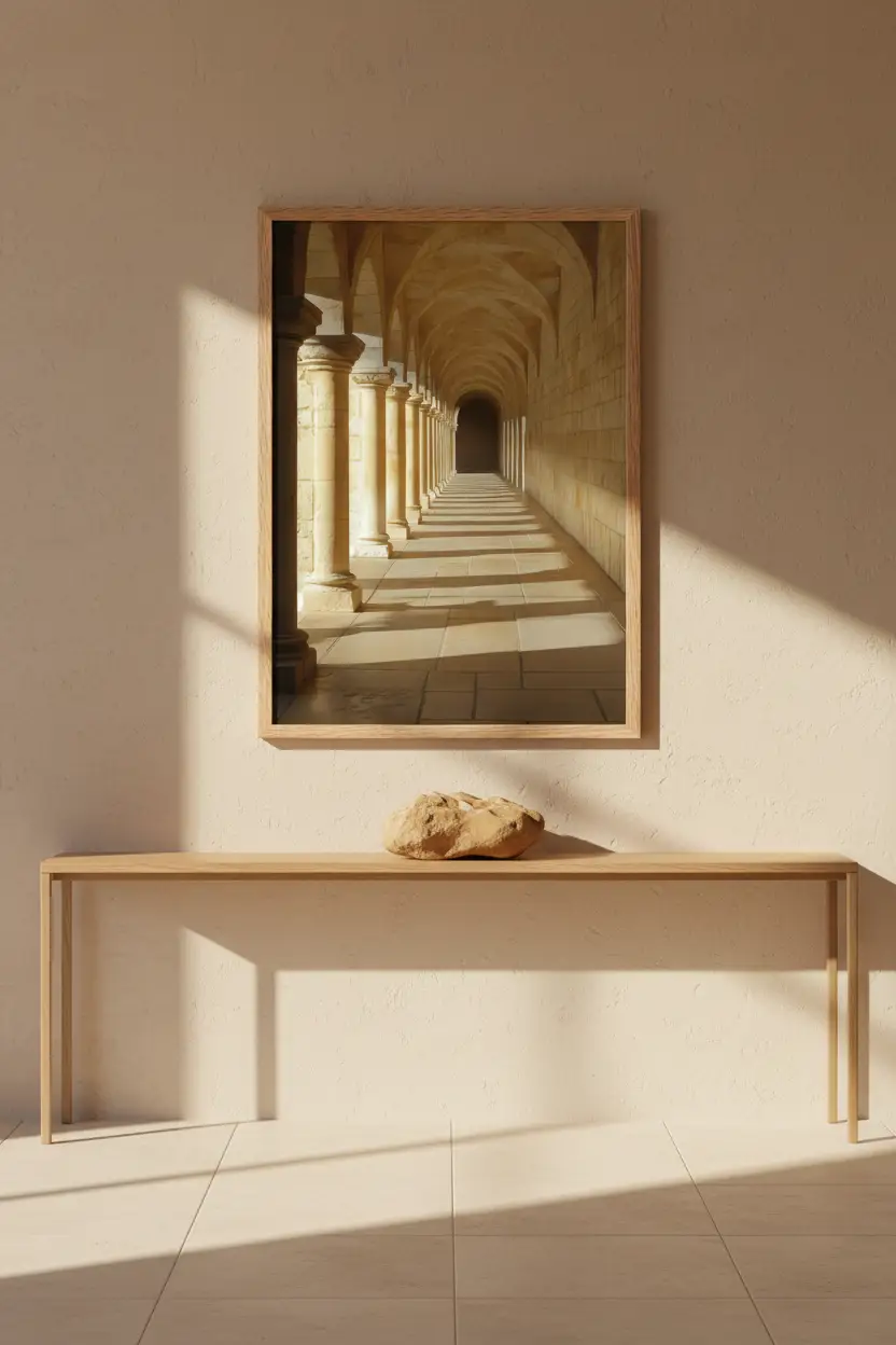 The Roman Arcade — Golden minimalist wall poster arches columns