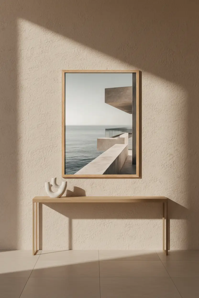 Le Belvédère — Minimalist blue-grey sea-horizon wall poster