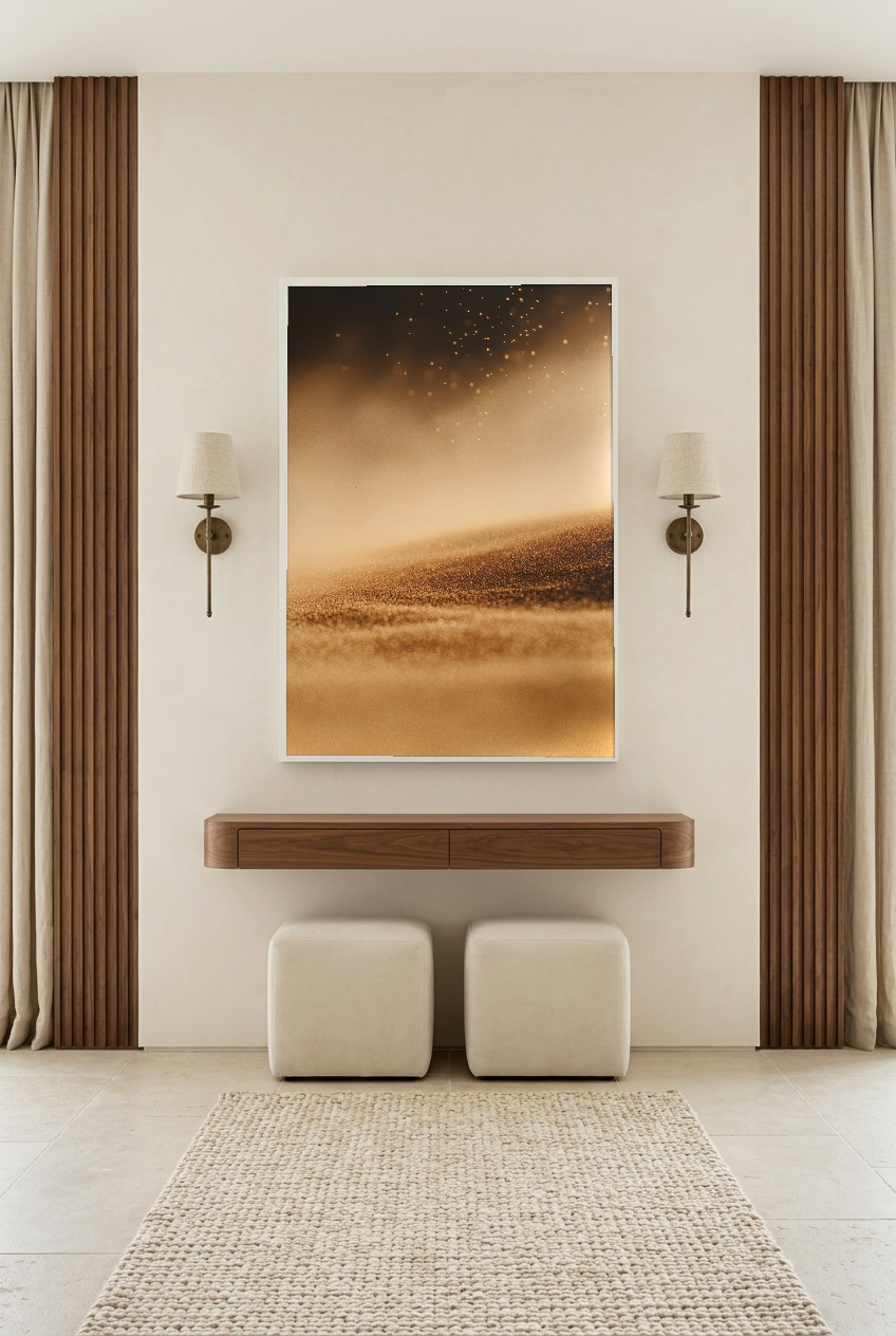 L’Envol du Sable — poster in a white frame in an entryway