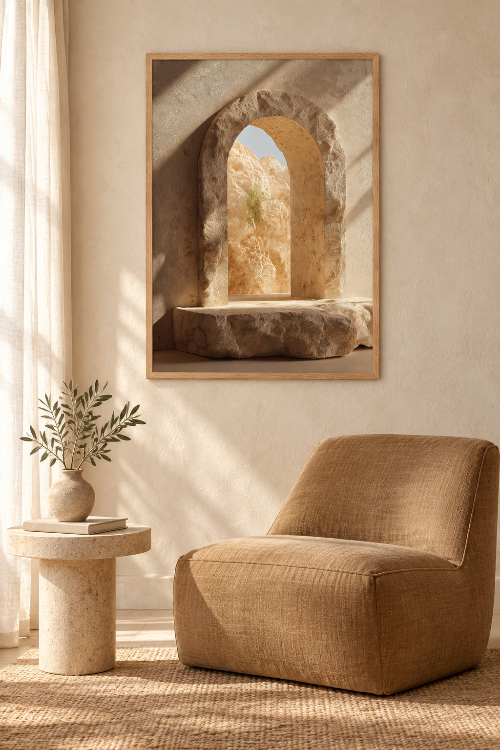 La Finestra sulla Falesia con cornice in rovere in un angolo lettura