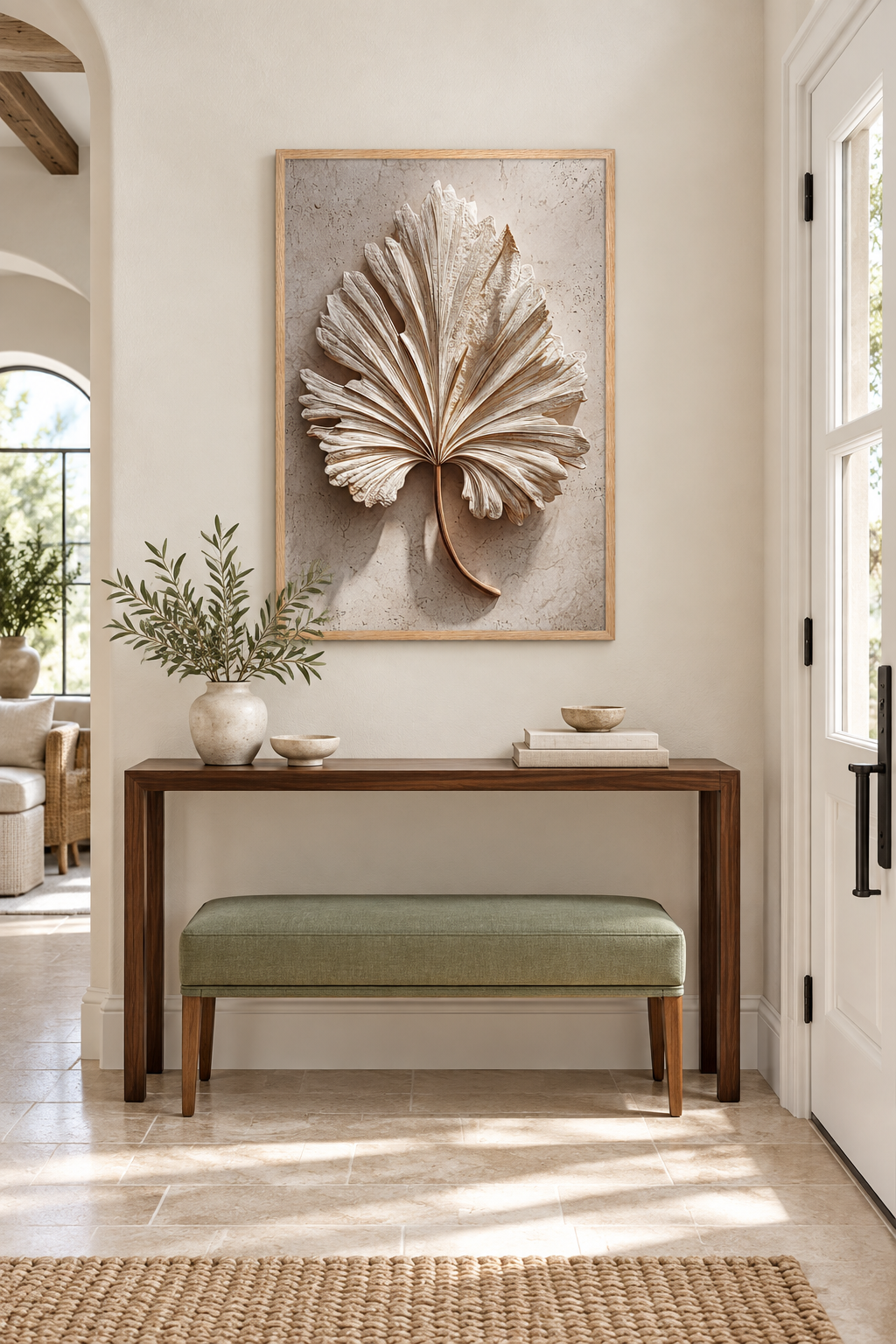 The Palm in Relief in an entryway