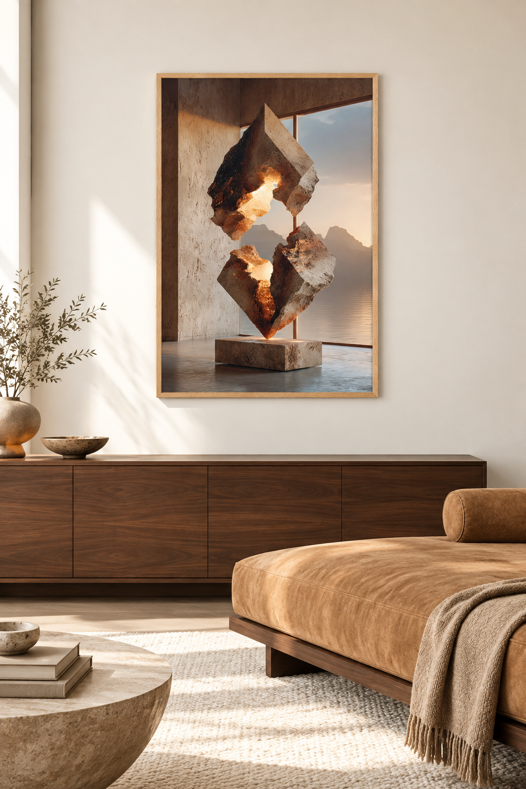The Split Stone in a living room with a piano