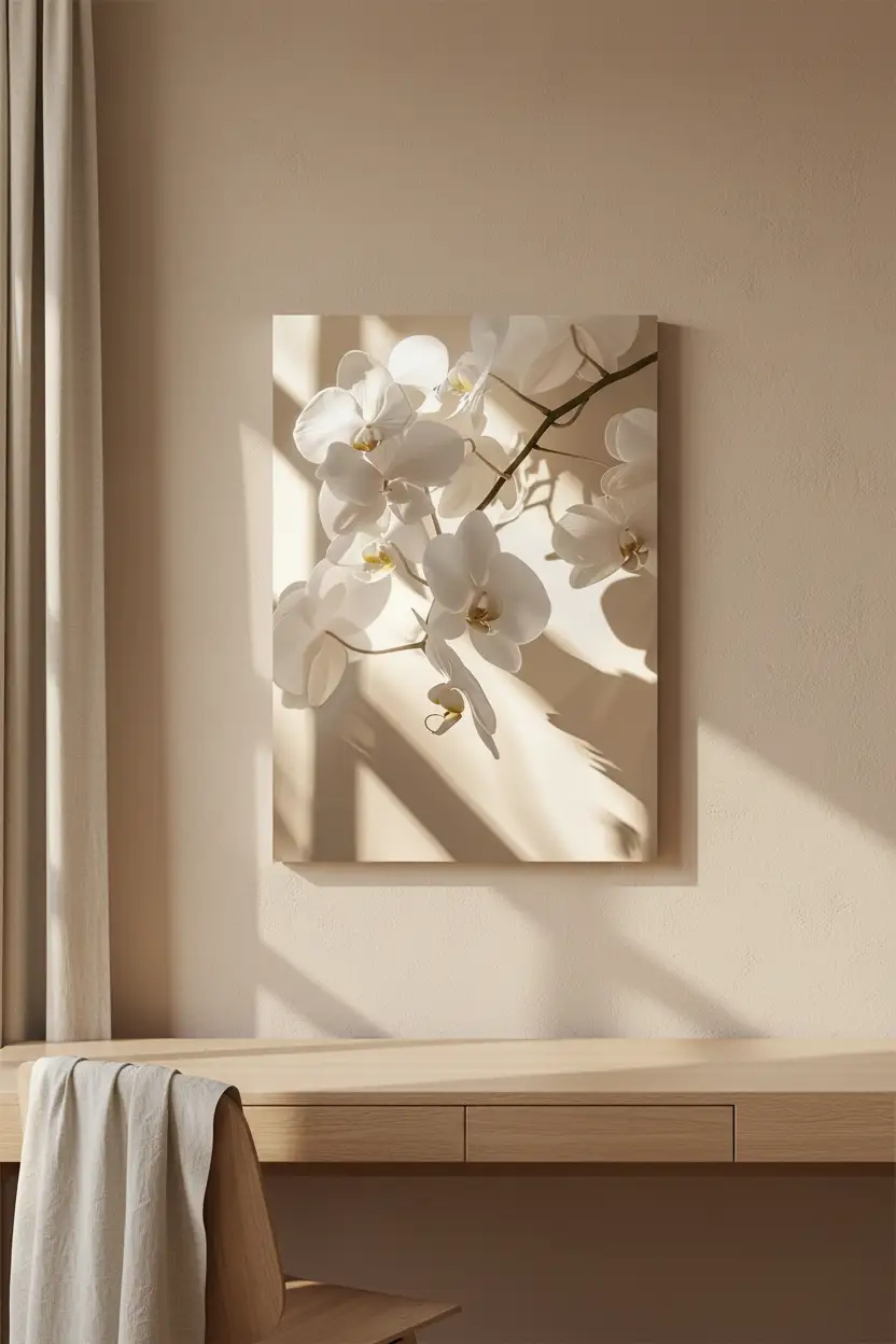 The Light Orchid — Ivory minimalist orchid wall poster
