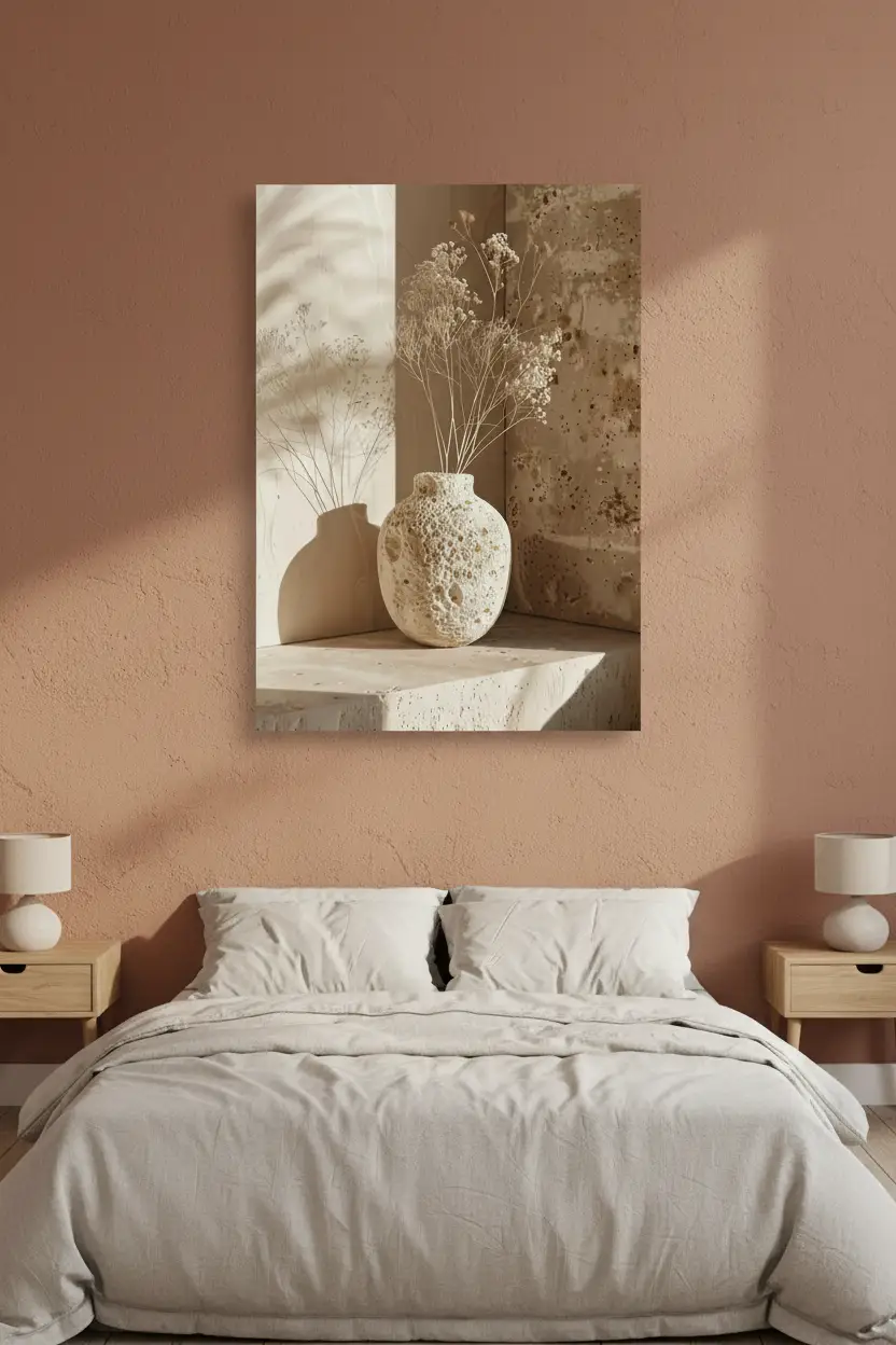 De Koraalvaas — Minimalistische muurposter ivoor koraal  