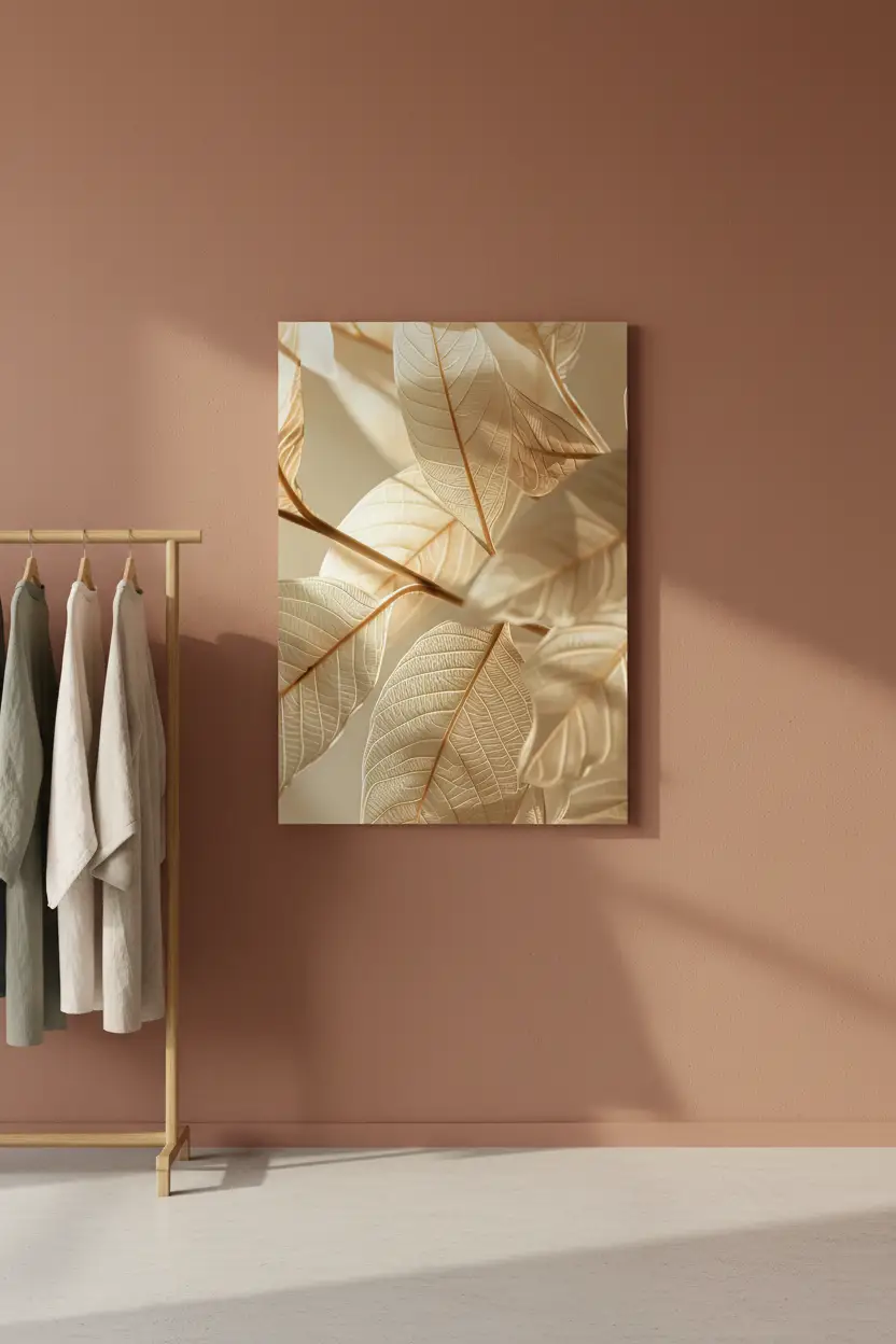 L’Or des Feuilles – Minimalistisches Wandposter Champagner Goldblätter