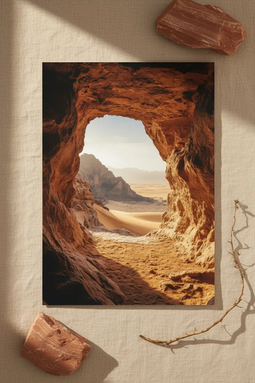 L'Œil du Désert — Affiche murale minimaliste roche terracotta sable — affiche murale minimaliste | Cassili-home