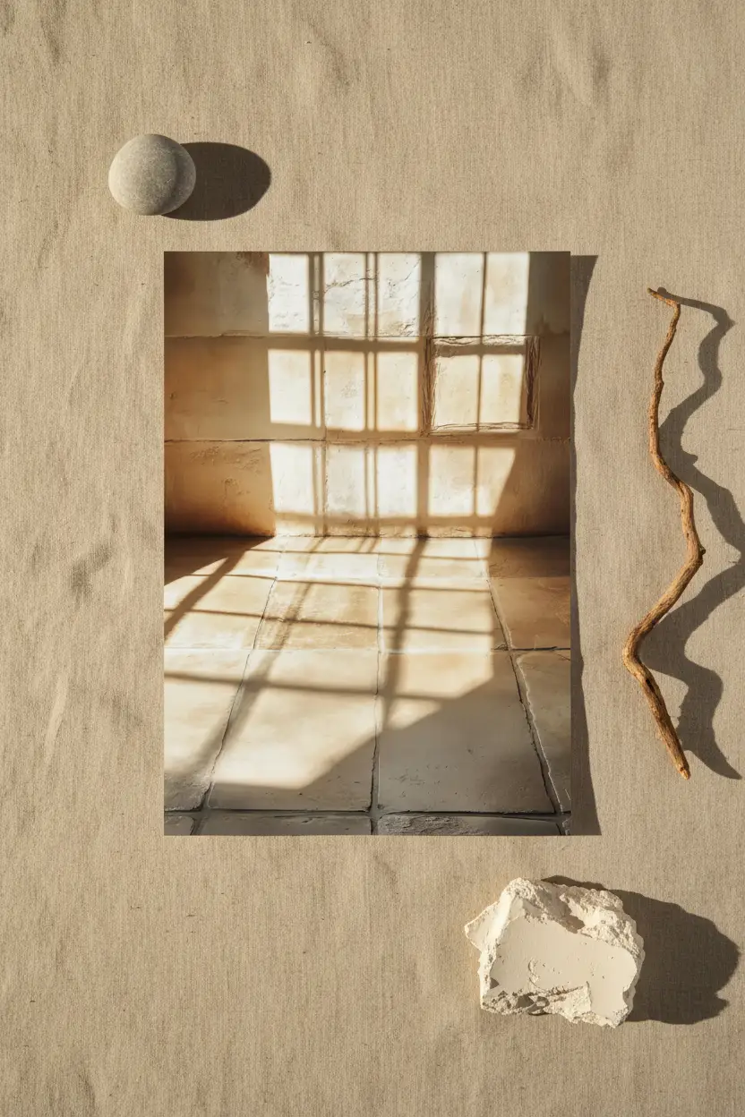 Twilight Hour — Gold Minimalist Shadow Window Wall Poster