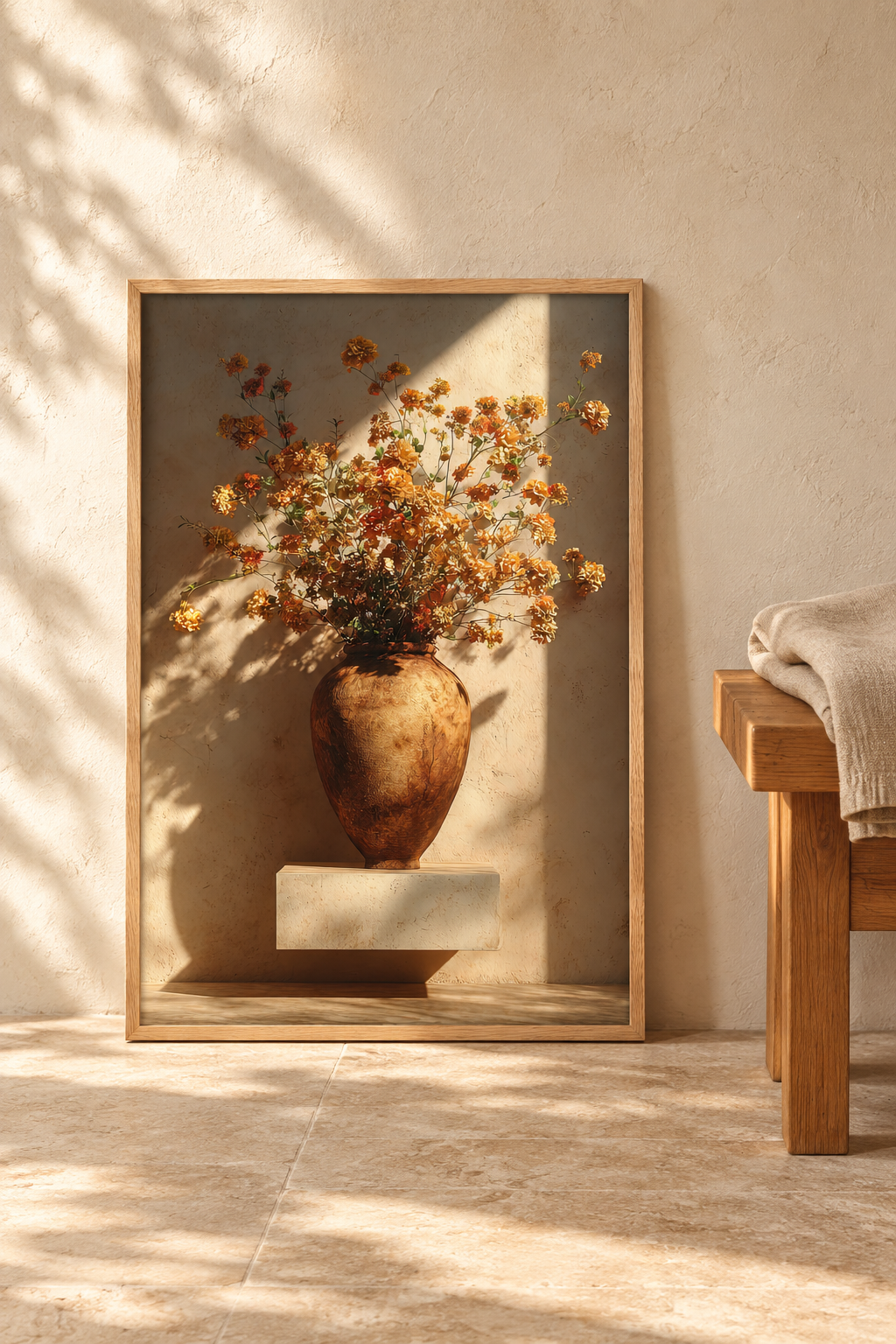 Poster The Ochre Bouquet resting on the floor against a wall