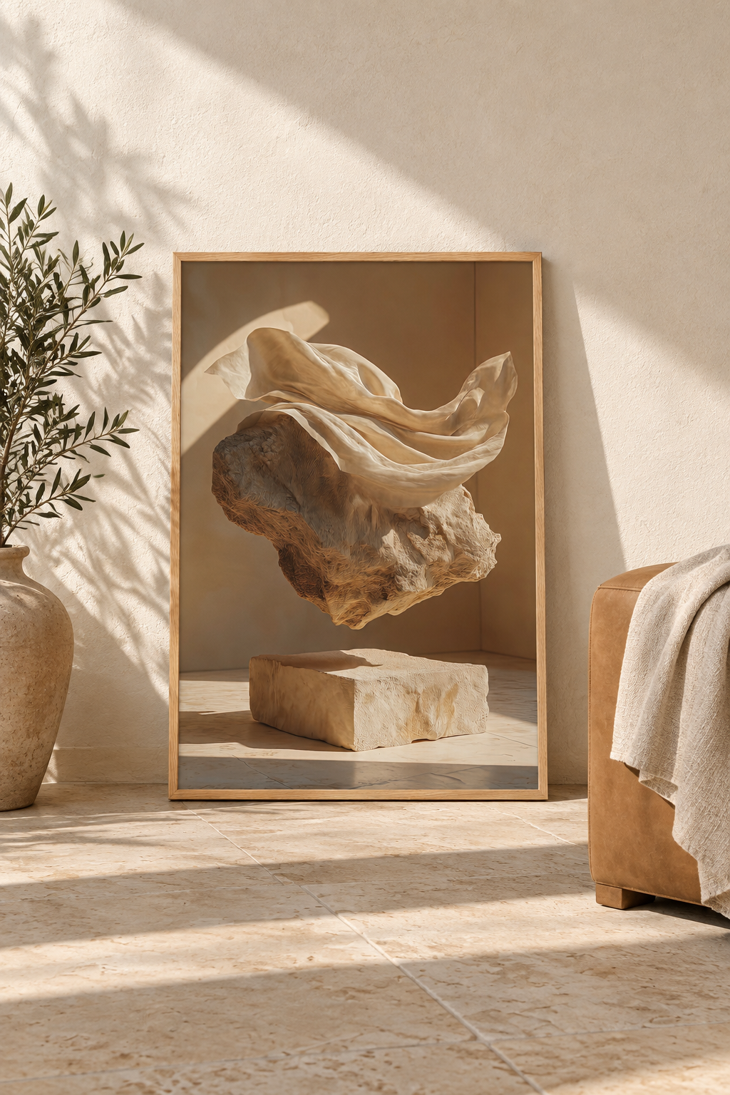 Poster The Veiled Boulder resting on the floor against a wall