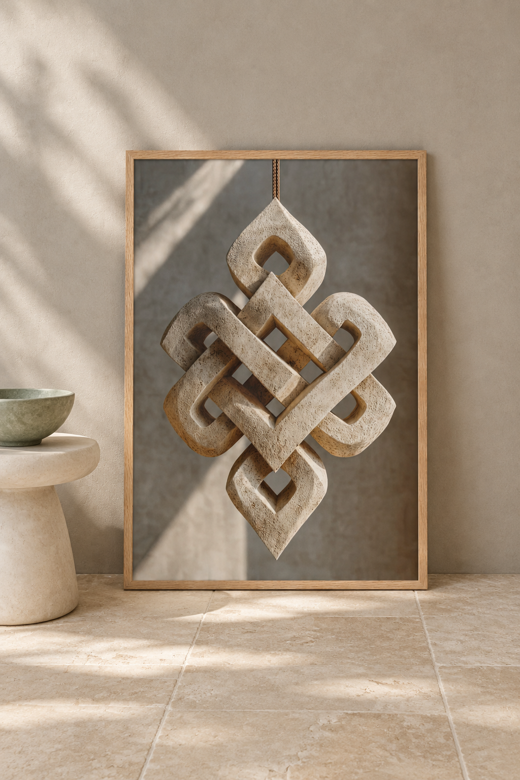 Poster The Stone Knot resting on the floor against a wall