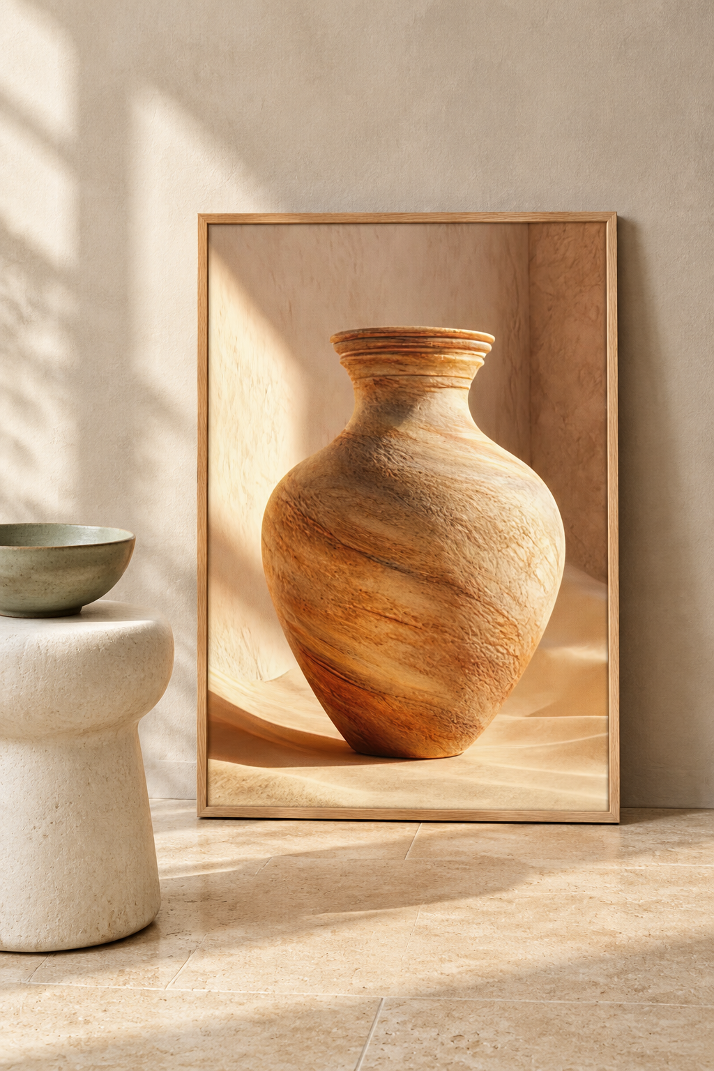 Poster The Veined Vase resting on the floor against a wall