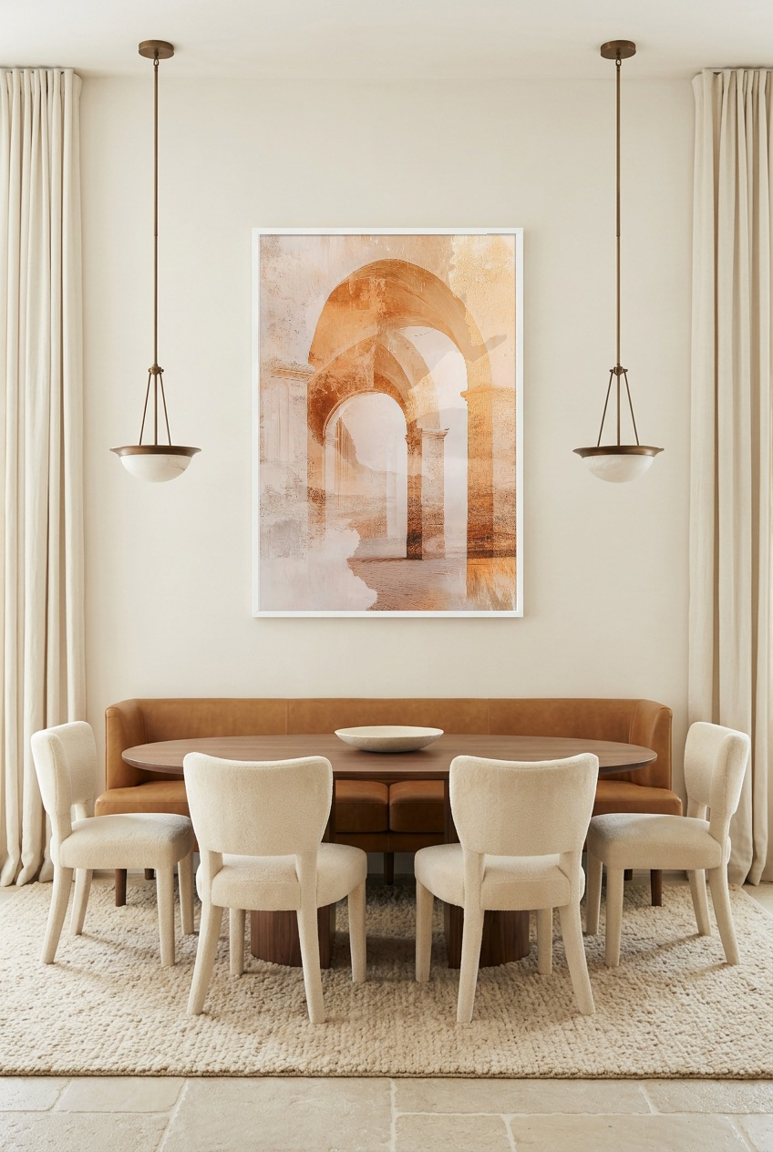 Les Arcades d'Ocre — poster in a white frame in a dining room