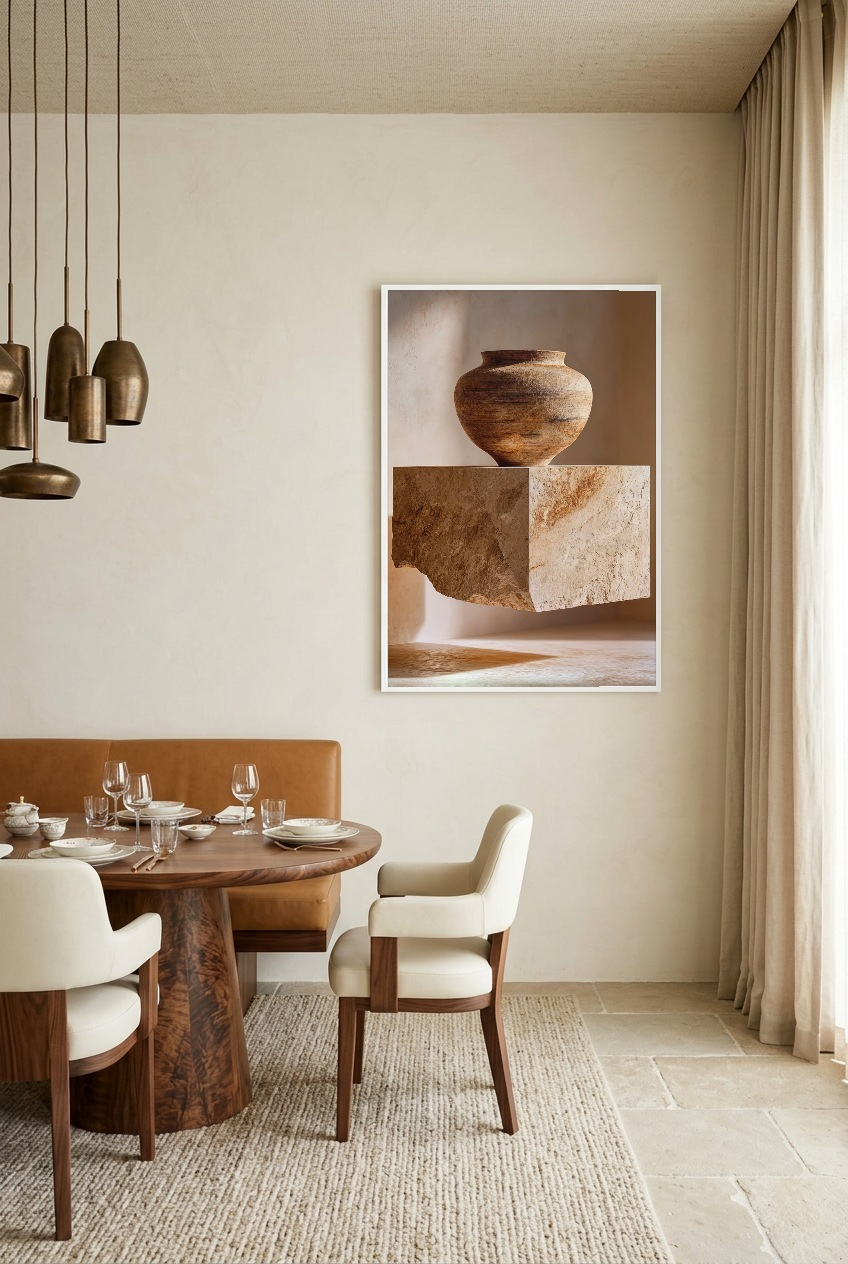 Le Socle Flottant — poster in a white frame in a dining room