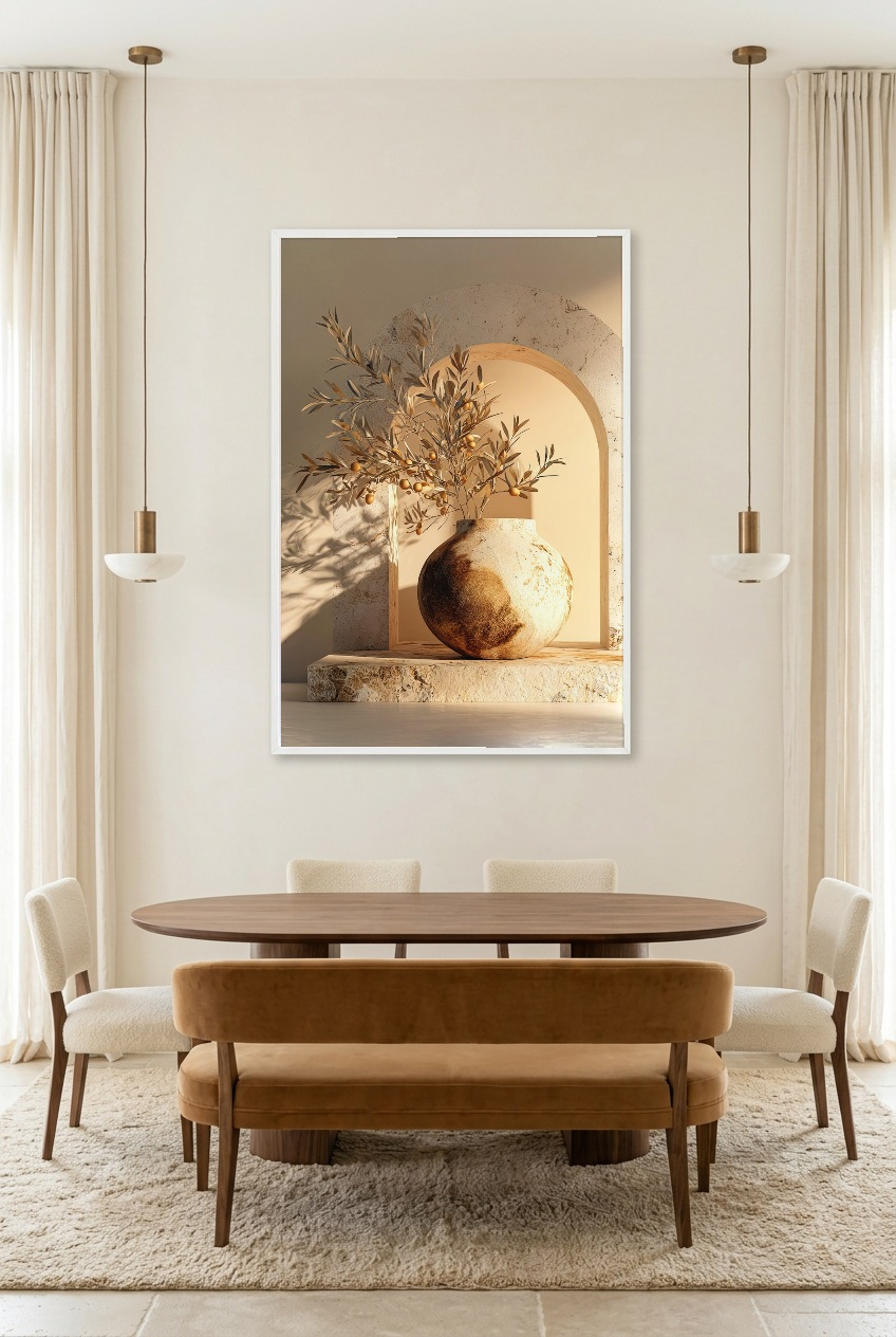 Le Rameau dans la Niche — poster in a white frame in a dining room