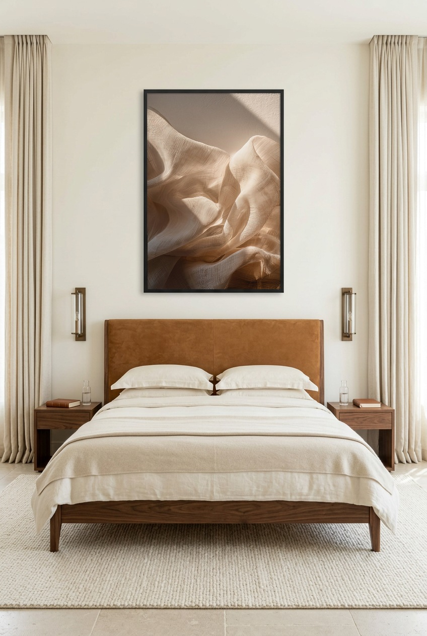 Les Vagues de Lin — poster in a black frame in a bedroom