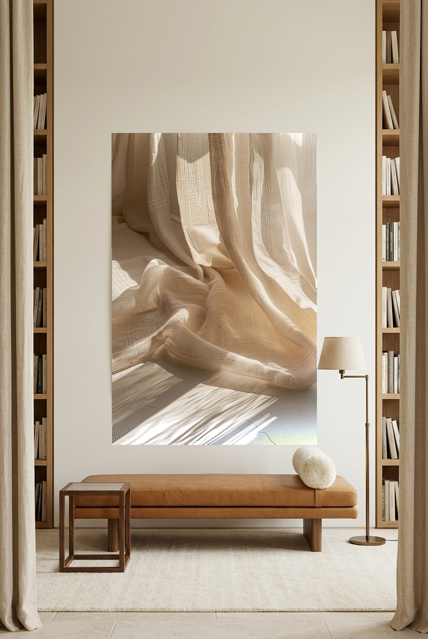 Le Rideau de Lin — Poster ohne Rahmen in einer Bibliothek