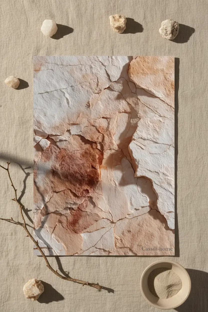 L'Éclat de Calcaire — Affiche murale minimaliste minérale sable, affiche murale minimaliste avec cadre bois, décoration murale salon ou chambre, style méditerranéen